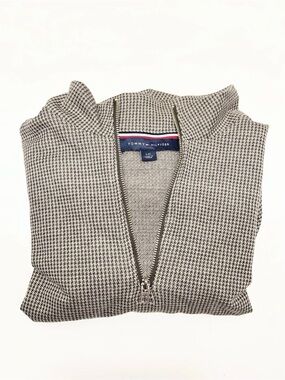 Tommy Hilfiger Women’s Black & White Houndstooth Zip-Up Dress